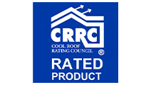 A blue and white logo for the cool roof rating council.
