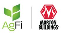 A logo of the company mork builders and a picture of a plant.