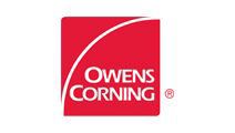 A red and white logo for owens corning.